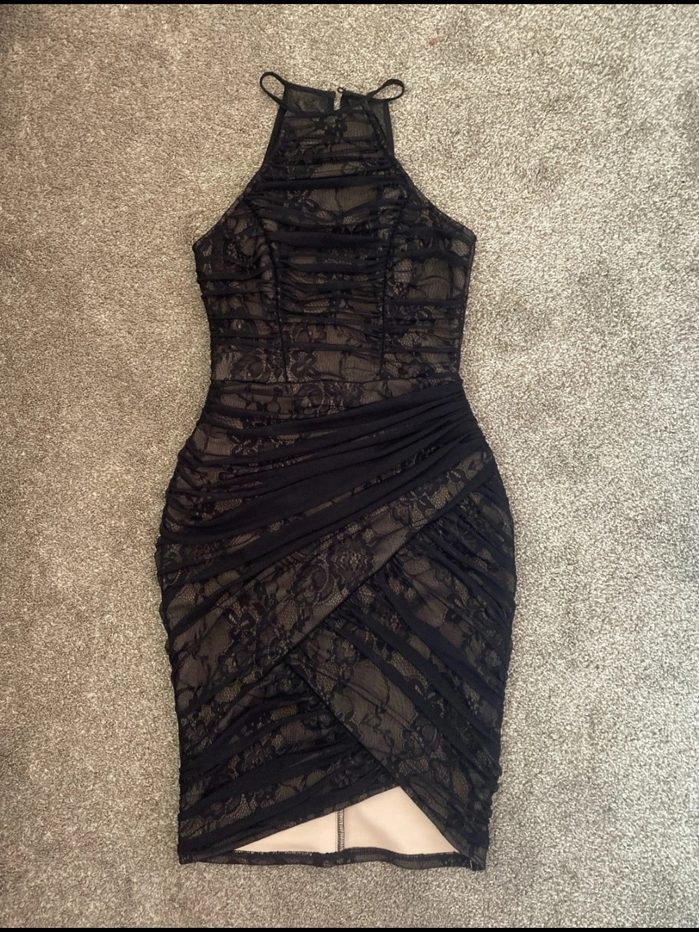 Lipsy Black Lace Halter Midi Dress